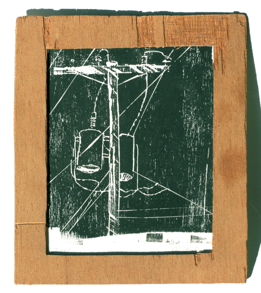 plywood relief print power lines 