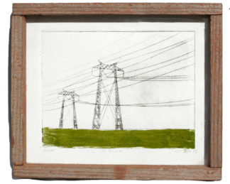 electrical towers etching printmaking