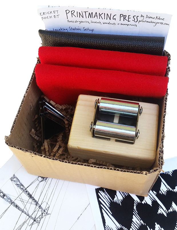 Print etchings, linocuts & monoprints with a Pocket Press Kit