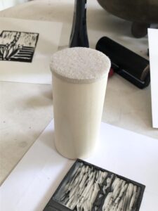 Wood baren with felt for varied printmaking.